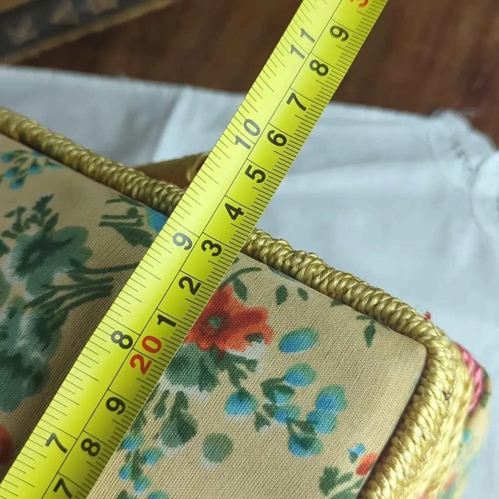 Vintage Wicker Sewing Basket Storage Box Floral | Granny Chic Cottagecore